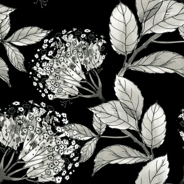 Monochrome flowers and leaves — Stock Photo, Image