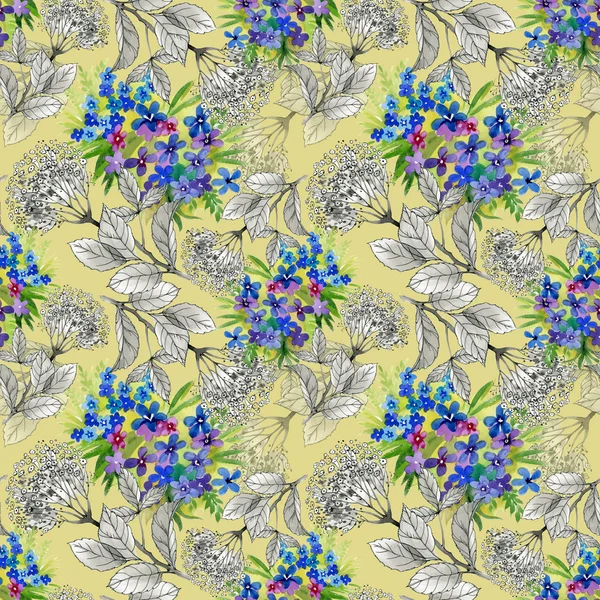 monochrome and colorful flowers