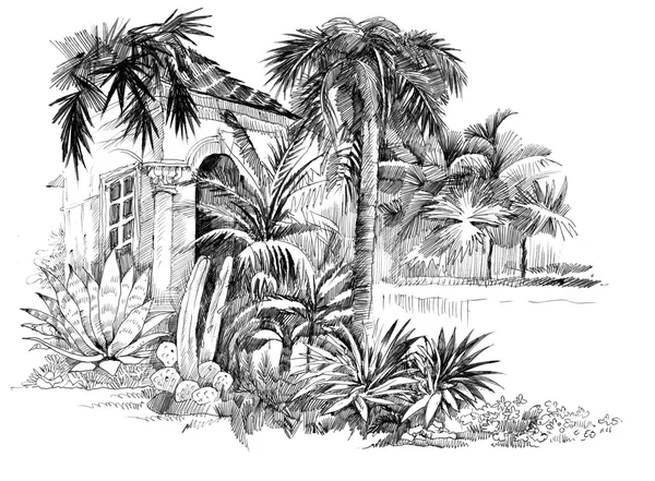 Тропічний курорт ілюстрація — стокове фото