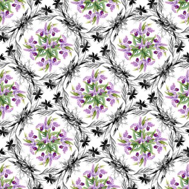 tek renkli Peygamber ve orkide desen