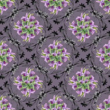 tek renkli Peygamber ve orkide desen