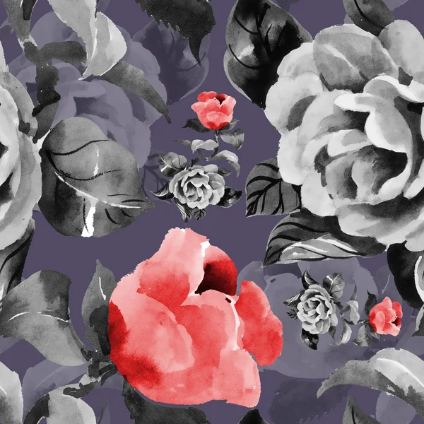 Akvarel zahradní květiny — Stock fotografie