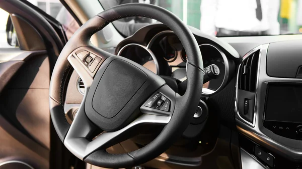 Interior view of car with black salon — Stock Photo, Image