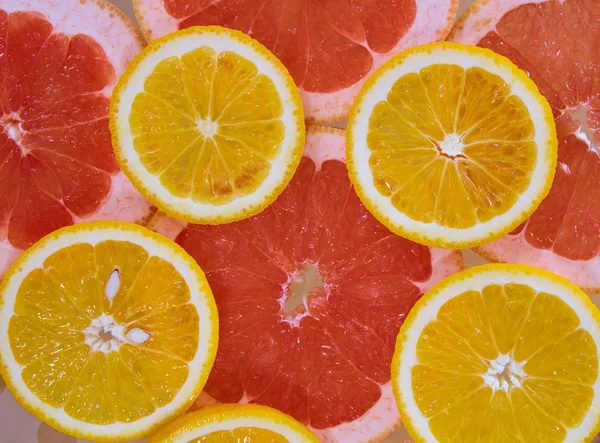 Orange and grapefruit rings background — Stock Photo, Image
