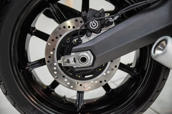 New shiny brake discs on motorcycle — Stock Photo, Image