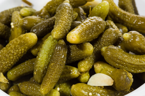 Appetizer. marinated pickled cucumbers.