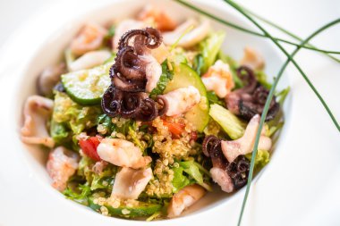 quinoa ile deniz ürünleri salatası