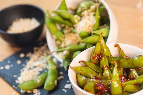 Feijão verde prato chinês com especiarias — Fotografia de Stock