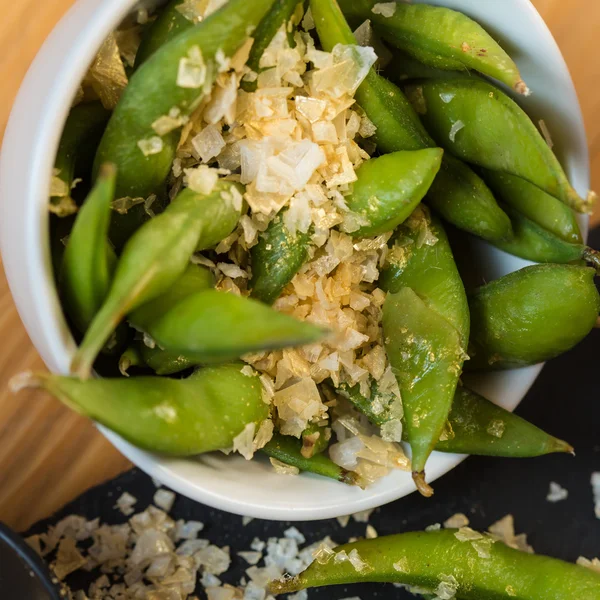 Green string beans chinese dish with spices — Stock Photo, Image