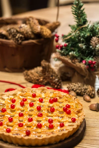 自制圣诞蛋糕与野生浆果. — 图库照片