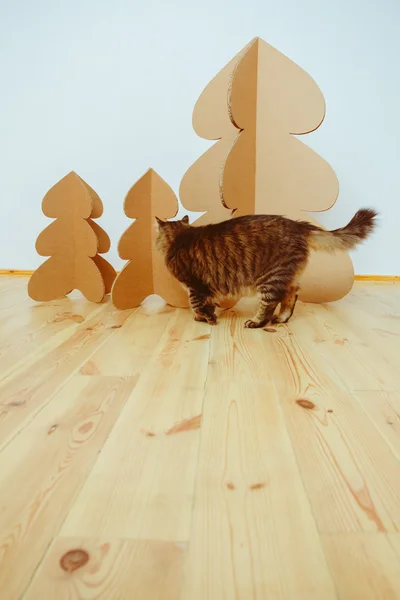 Christmas Tree Made Of Cardboard. New Year — Stock Photo, Image