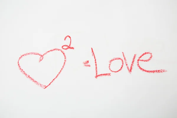 Hart op wit. Handgeschreven liefde formule. — Stockfoto