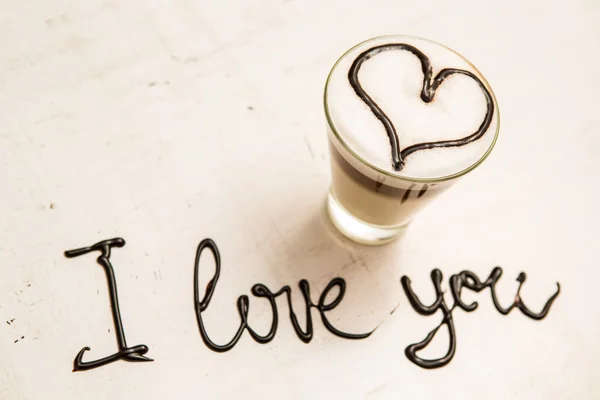 Liebe Kaffeetasse und Handschrift. ich liebe dich. kreativ — Stockfoto