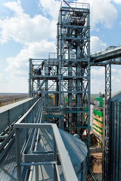 Tours de l'entreprise de séchage du grain à la journée ensoleillée — Photo