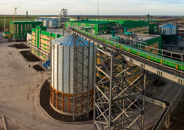 Tours de l'entreprise de séchage du grain à la journée ensoleillée — Photo