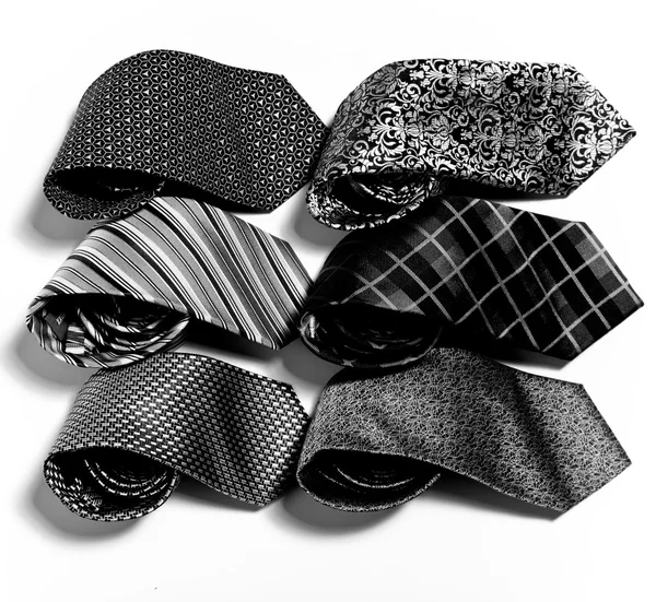 Verschiedene luxuriöse Krawatten auf Weiß — Stockfoto
