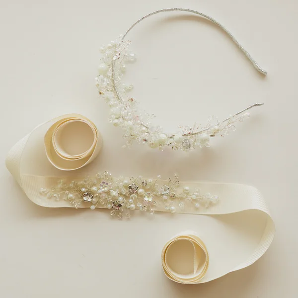 Composition of wedding accessories bride — Stock Photo, Image