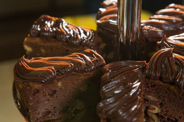 美味的黑巧克力蛋糕 — 图库照片