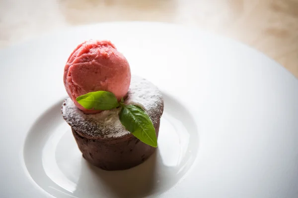 Warm dessert chocolate cake Fondant — Stock Photo, Image