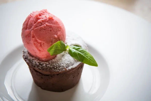 Sıcak tatlı çikolata kek fondan — Stok fotoğraf
