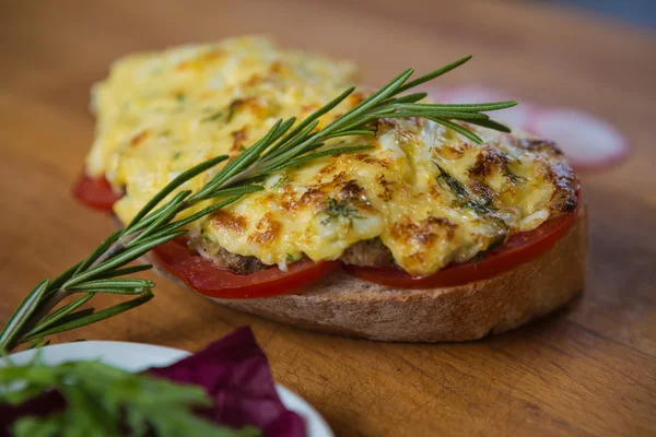 French toast ham cheese and salad — Stock Photo, Image