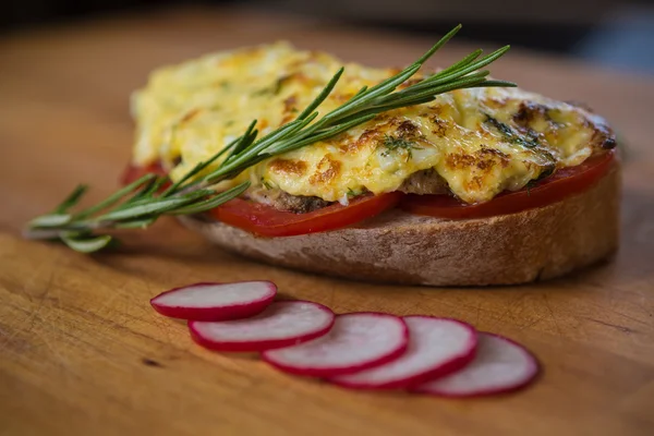 French toast ham cheese and salad — Stock Photo, Image