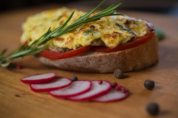 French toast ham cheese and salad — Stock Photo, Image