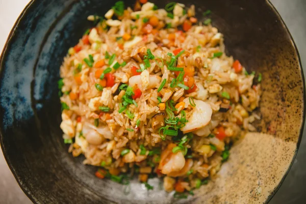 야채, 계란, 새우와 쌀 — 스톡 사진