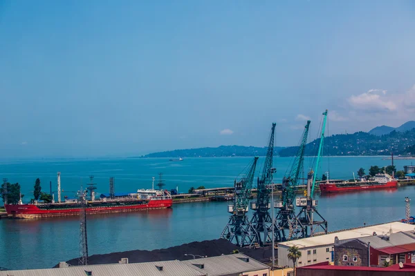 Industrial ship in Batumi port at dusk. Georgia — Stock Photo, Image