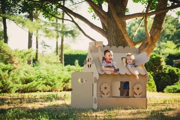 Two funny kids are playing