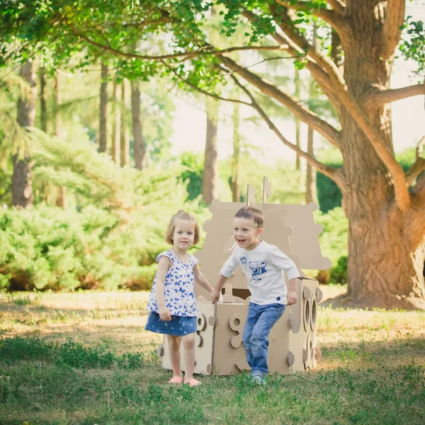 Two funny kids are playing — Stock Photo, Image