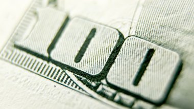 Macro close up of the US 100 dollar bill clipart