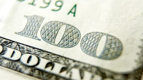 Macro close-up da nota de 100 dólares dos EUA — Fotografia de Stock