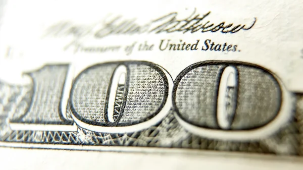 미국 100 달러 지폐의 클로즈업 매크로 — 스톡 사진