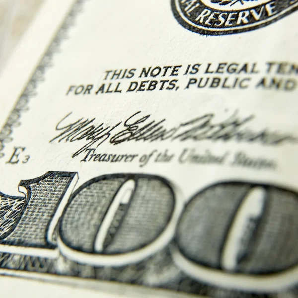 Macro close up of the US 100 dollar bill — Stock Photo, Image