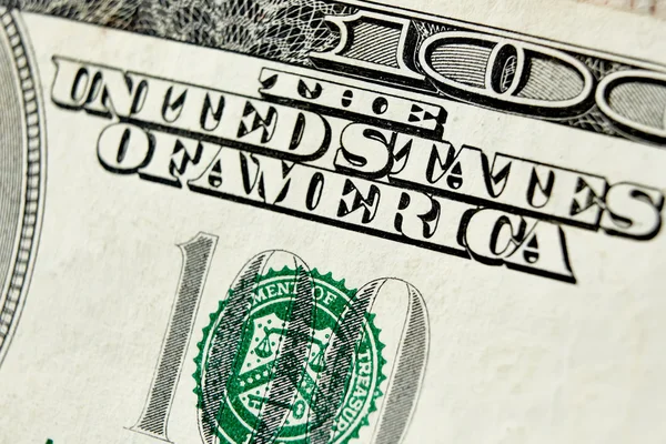Macro close up of the US 100 dollar bill — Stock Photo, Image