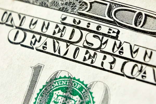 Macro close up of the US 100 dollar bill — Stock Photo, Image