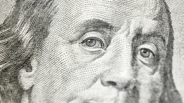 Macro close-up da nota de 100 dólares dos EUA — Fotografia de Stock