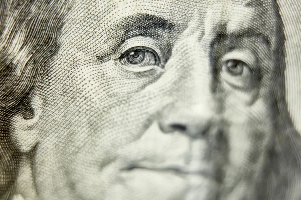 Macro close up of the US 100 dollar bill — Stock Photo, Image