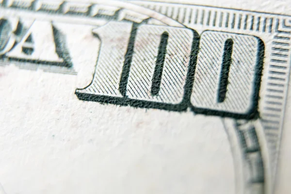 Macro close up of the US 100 dollar bill — Stock Photo, Image