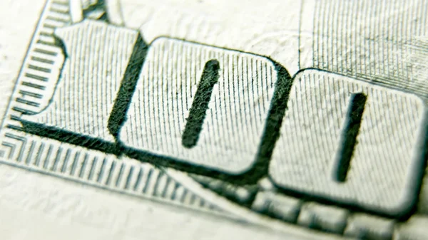 Macro close up of the US 100 dollar bill — Stock Photo, Image