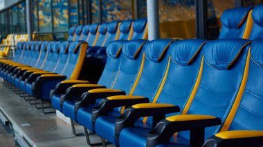 spor stadyum üzerinde mavi sandalye