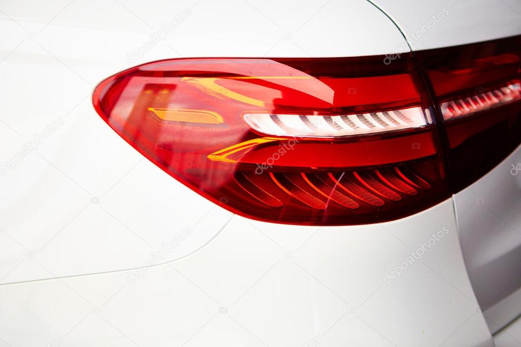 Detail on the rear light of a car