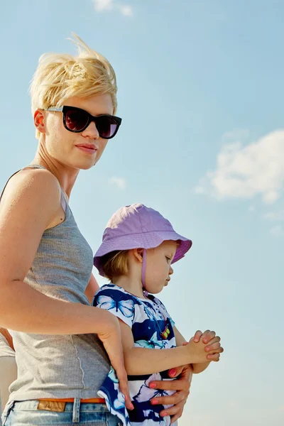 Mother, daughter on yacht.  Concept of the family — Stock Photo, Image