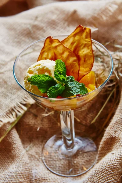 Homemade ice cream with mint — Stock Photo, Image