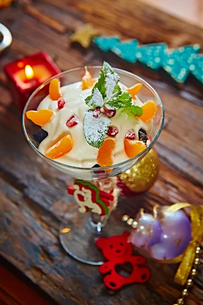 Delicious mandarin orange dessert — Stock Photo, Image