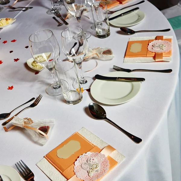 Zestaw weselny stół — Zdjęcie stockowe