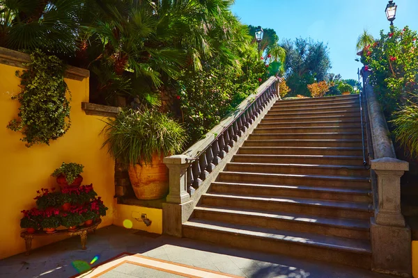 Escalier en béton brun dans jardin de la ville . — Photo