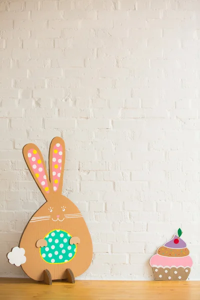 Decoration for Easter. Rabbit of cardboard — Stock Photo, Image