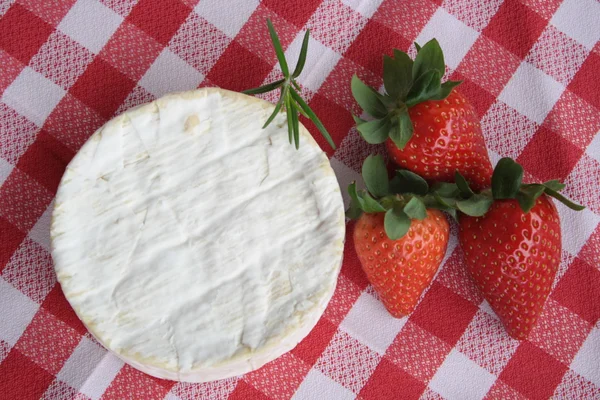 Camembert cheese with strawberry — Stock Photo, Image